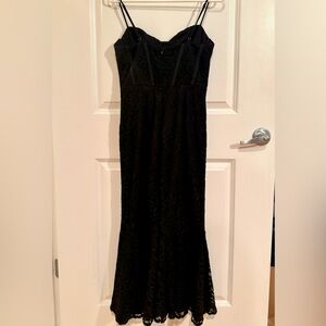 Lulus Found Your Love Black Lace Sleeveless Trumpet Midi Dress